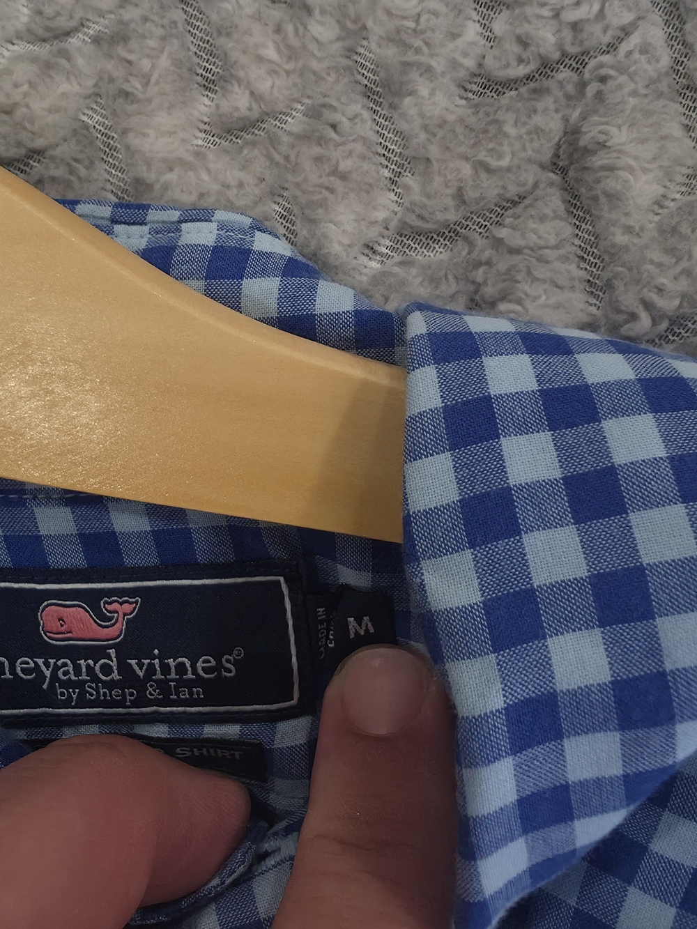 Vineyard Vines Men Slim Fit Tucker Shirt Blue Gingham Check Whale Logo M - Picture 7 of 10